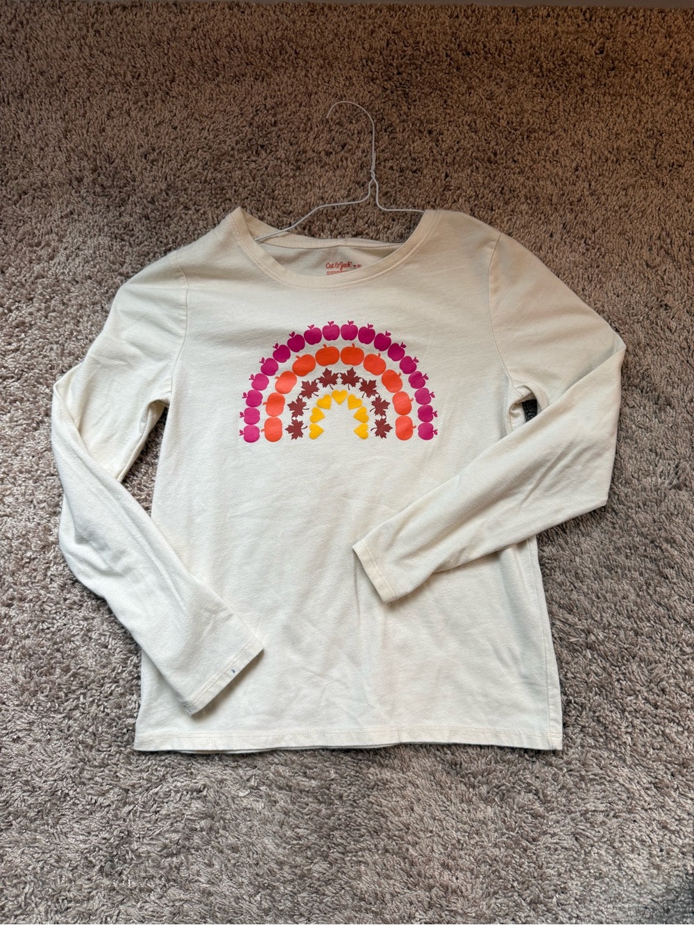Cat & Jack Cream Long-Sleeve Rainbow Heart & Star Tee